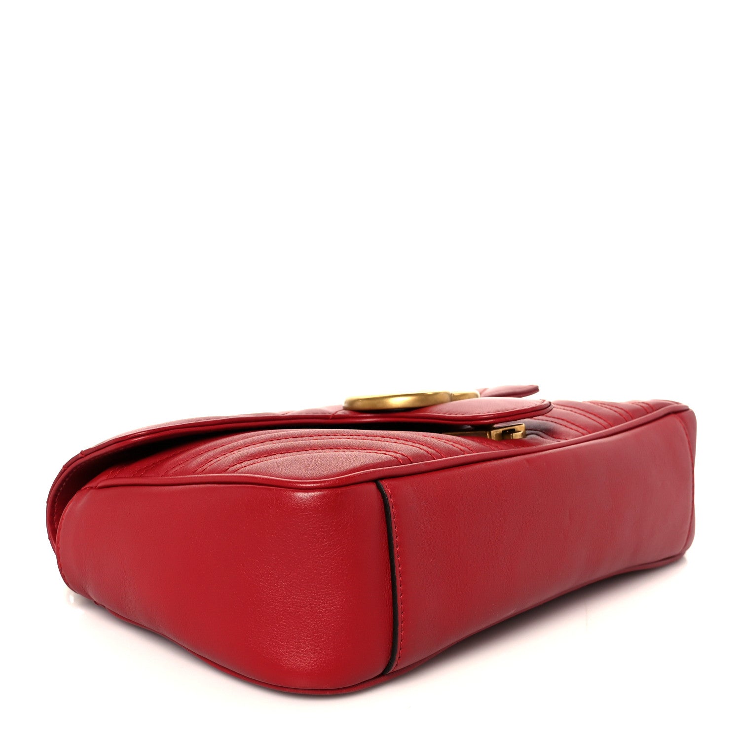 Gucci Calfskin Matelasse Small GG Marmont Shoulder Bag Hibiscus Red
