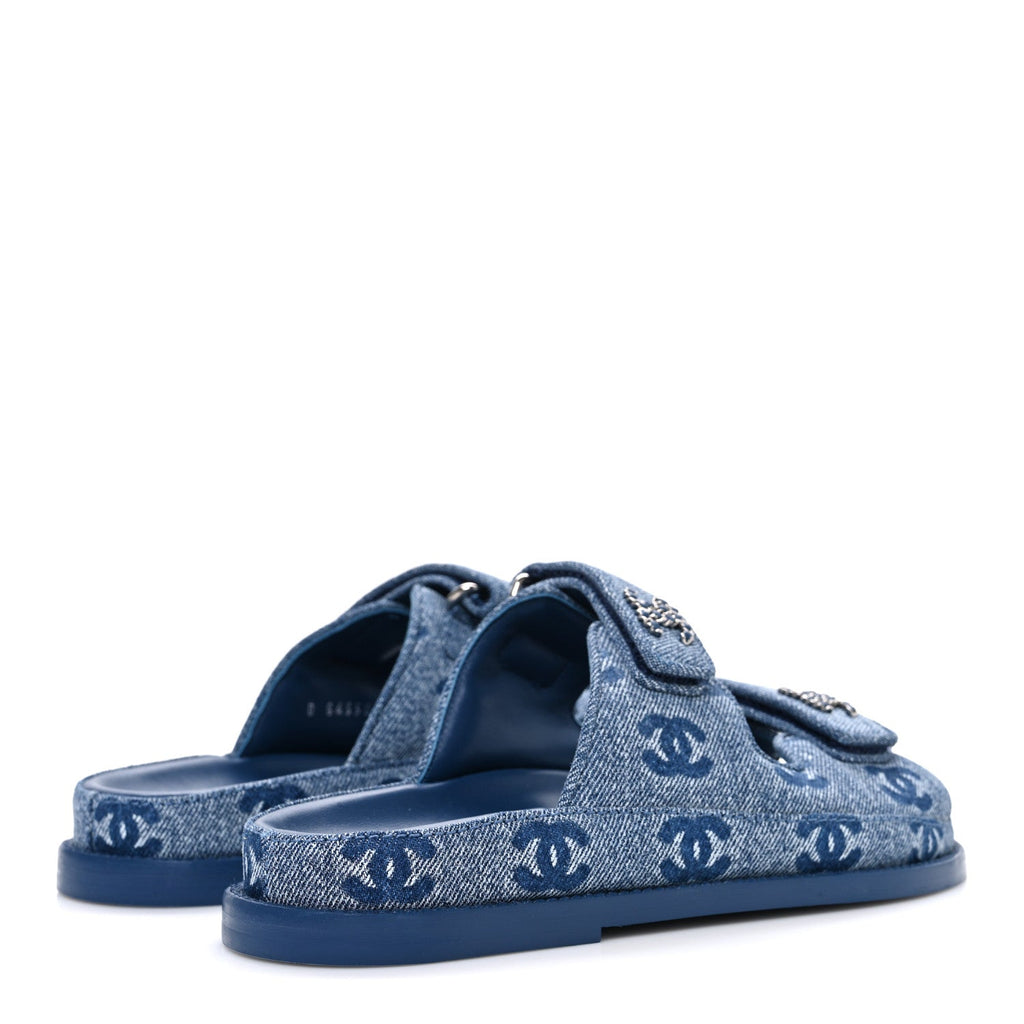 Denim CC Velcro Dad Chain CC Slide Sandals 35 Blue