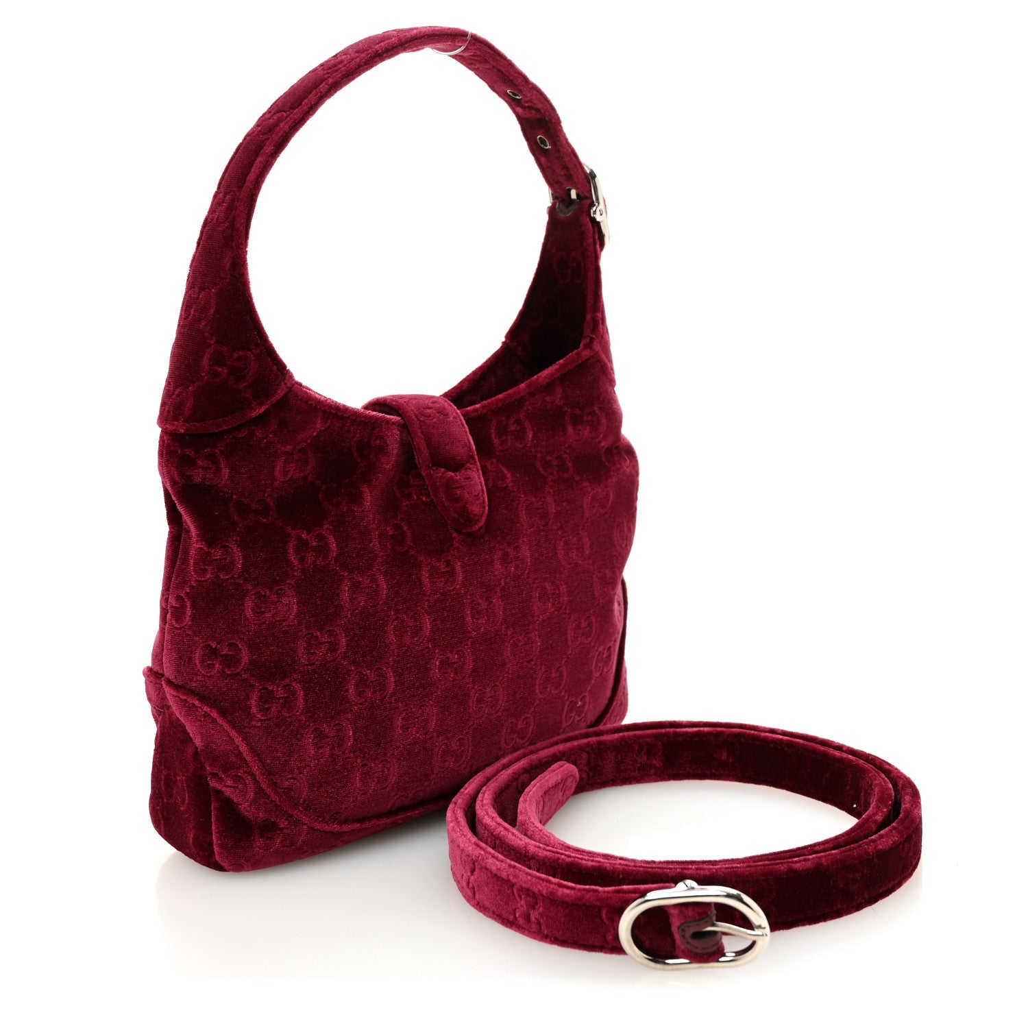 Gucci New Velvet Ashmir GG Monogram Small Jackie 1961 Hobo Red