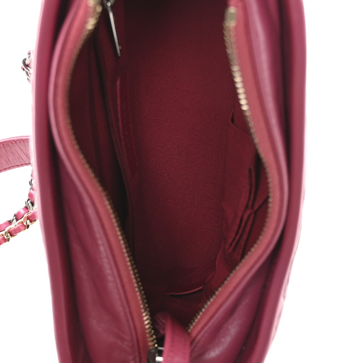 Chanel Aged Calfskin Quilted Small Gabrielle Hobo Fuchsia