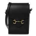 Gucci Dollar Calfskin Vertical Horsebit 1955 Crossbody Bag Black