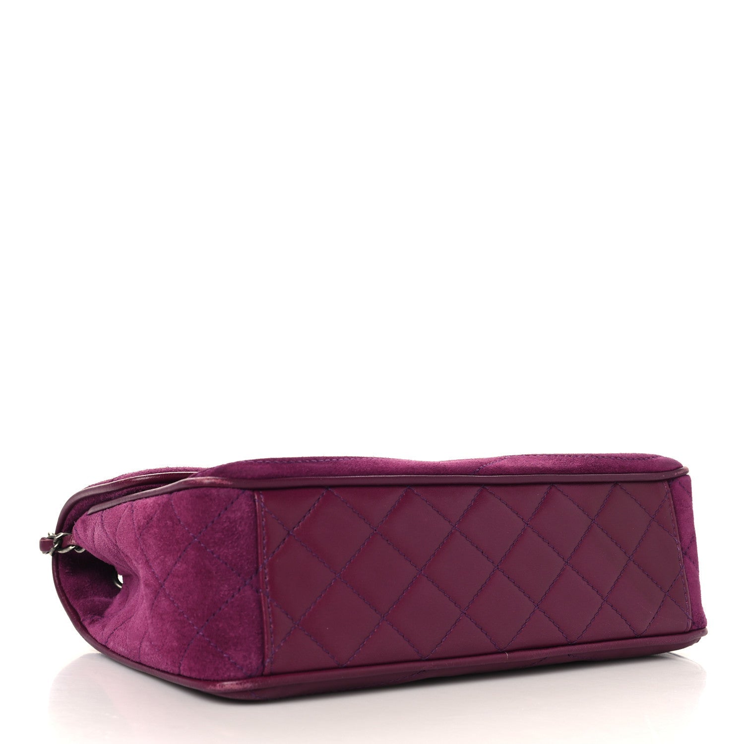 Chanel Suede Lambskin Scallop Quilted Medium Pagoda Flap Purple