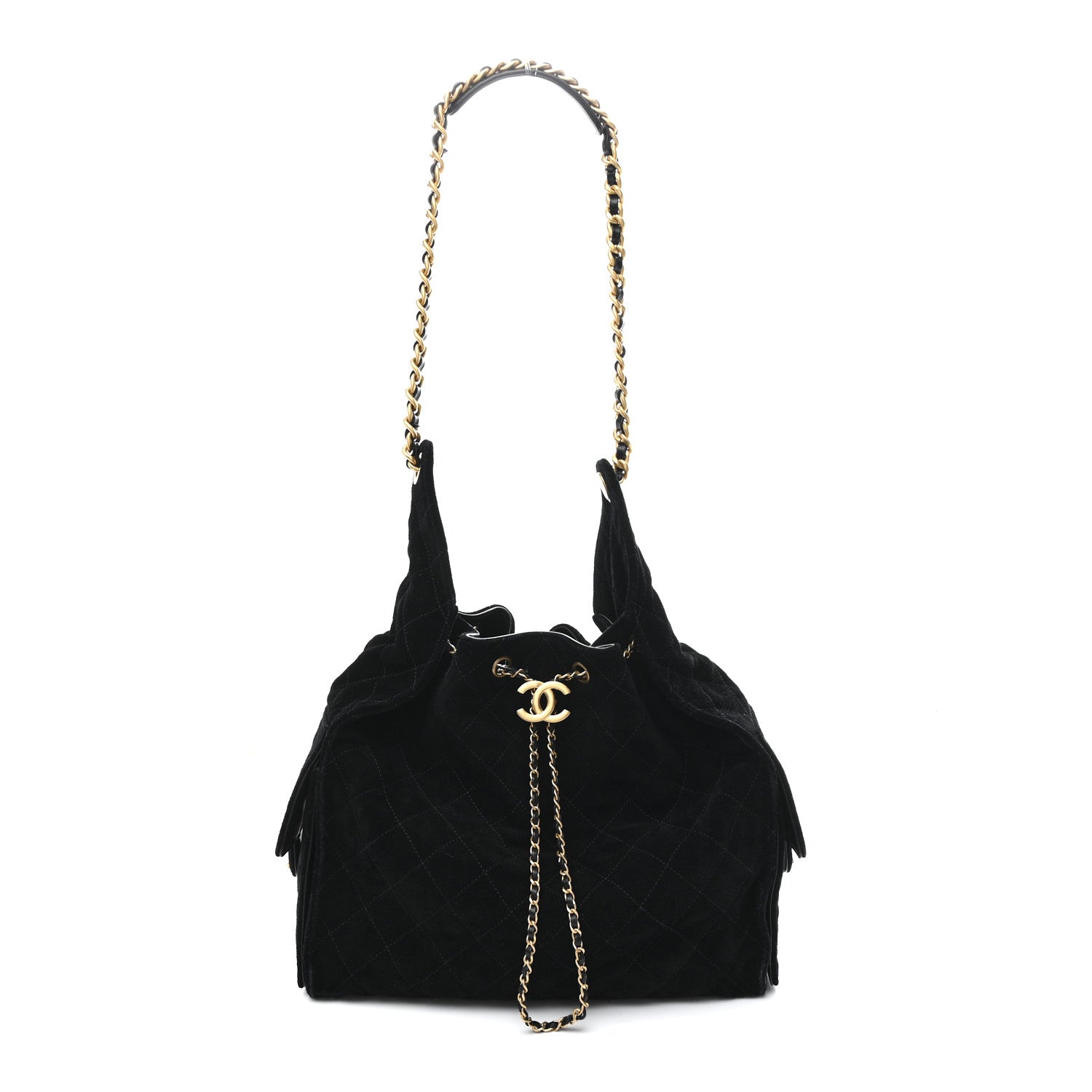 Chanel Suede Quilted Medium Chanel 25 Handbag Black