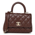 Chanel Caviar Quilted Extra Mini Coco Handle Flap Dark Brown