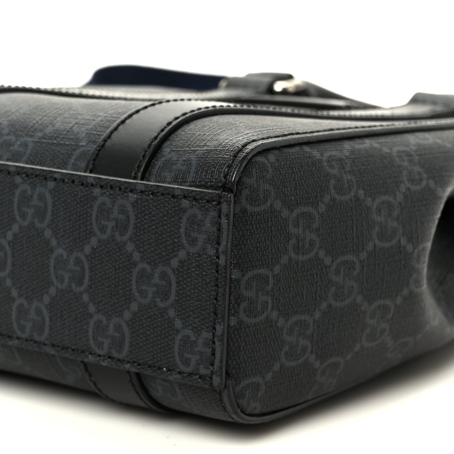 Gucci GG Supreme Monogram Appia Calfskin Web Mini Tote Bag Black