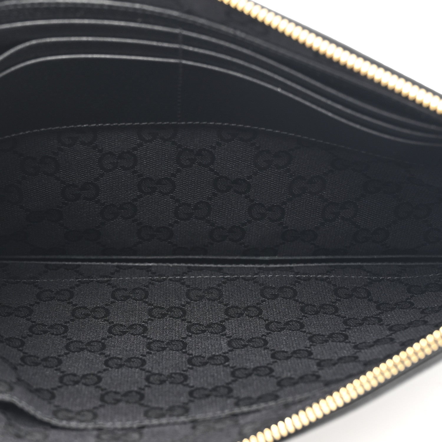 Gucci Calfskin Horsebit 1955 Wristlet Pouch Black