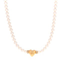 Crystal Pearl CC Heart Choker Necklace Gold