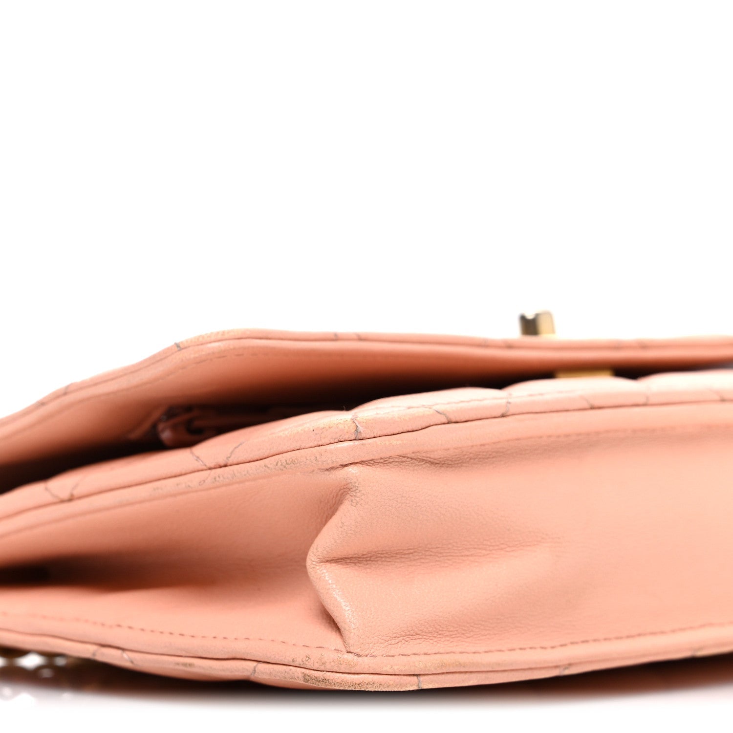 Chanel Lambskin Quilted CC Pearl Crush Wallet on Chain WOC Light Orange