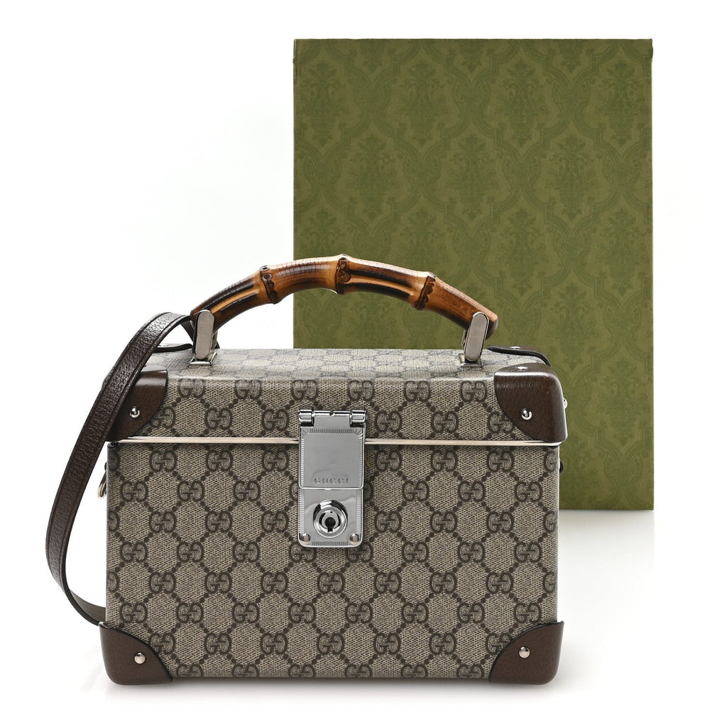 Gucci GG Supreme Monogram Globe-Trotter Beauty Case Brown