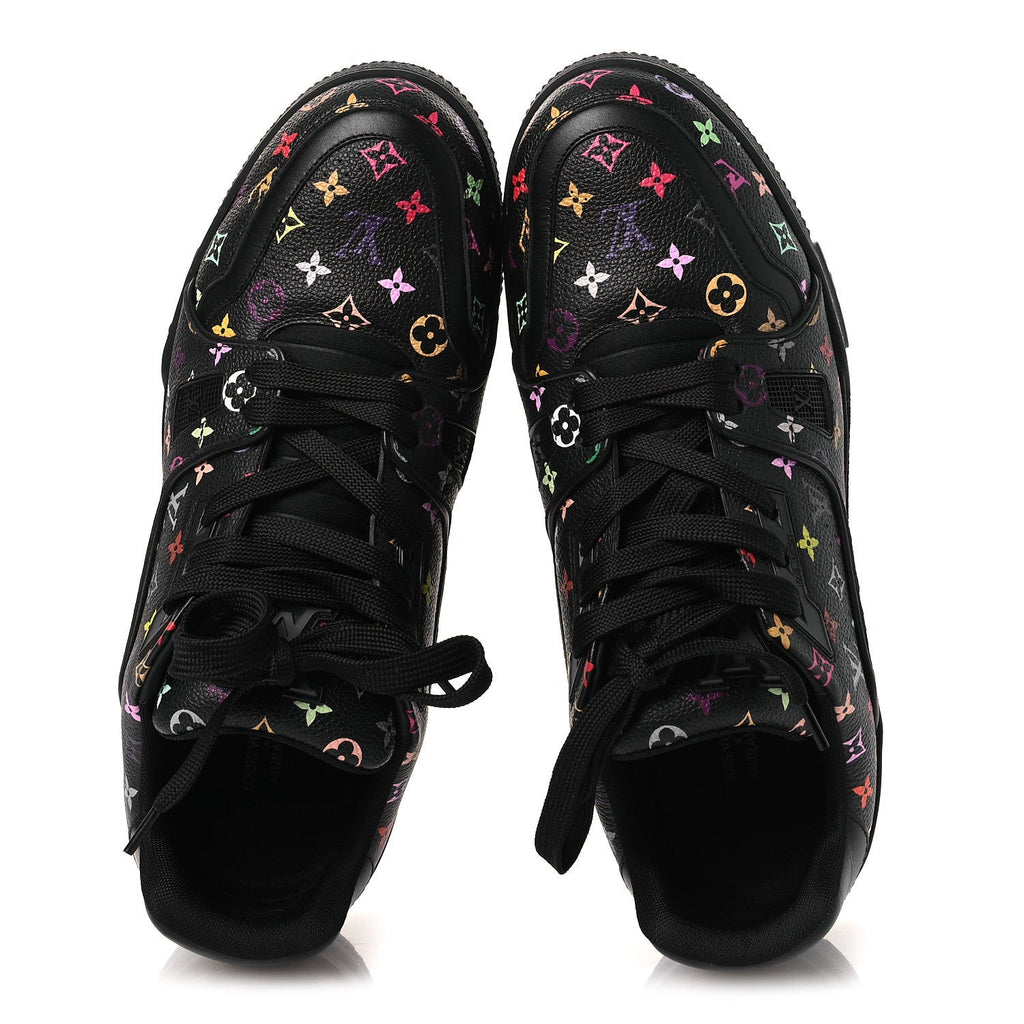 Louis Vuitton LV X TM Calfskin Monogram Multicolor Womens LV Trainer Sneakers 40 Black