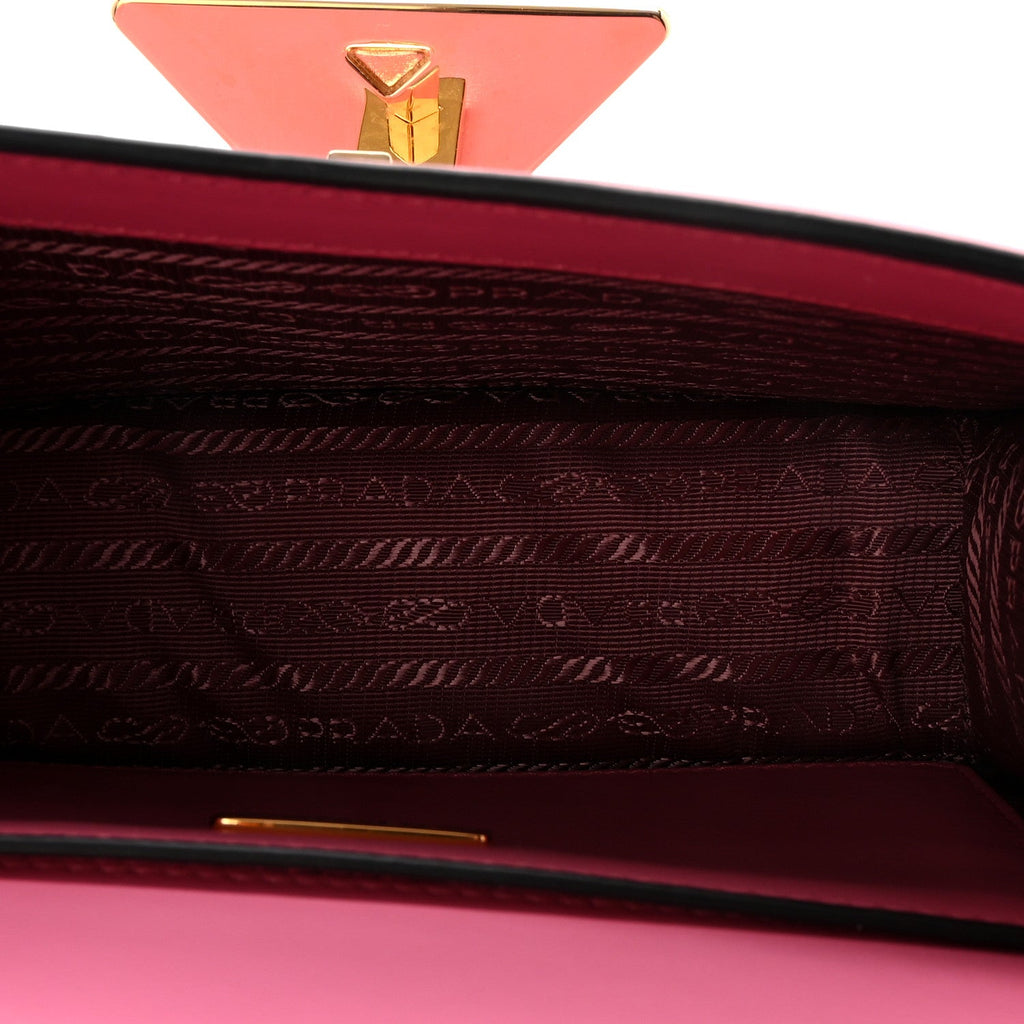 Prada Box Calfskin Triangle Embleme Flap Shoulder Bag Begonia