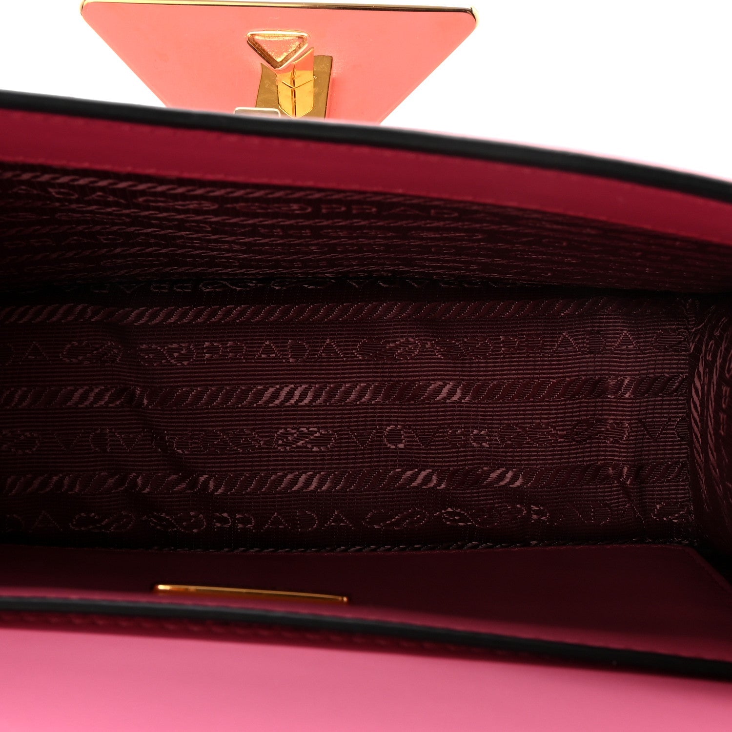 Prada Box Calfskin Triangle Embleme Flap Shoulder Bag Begonia