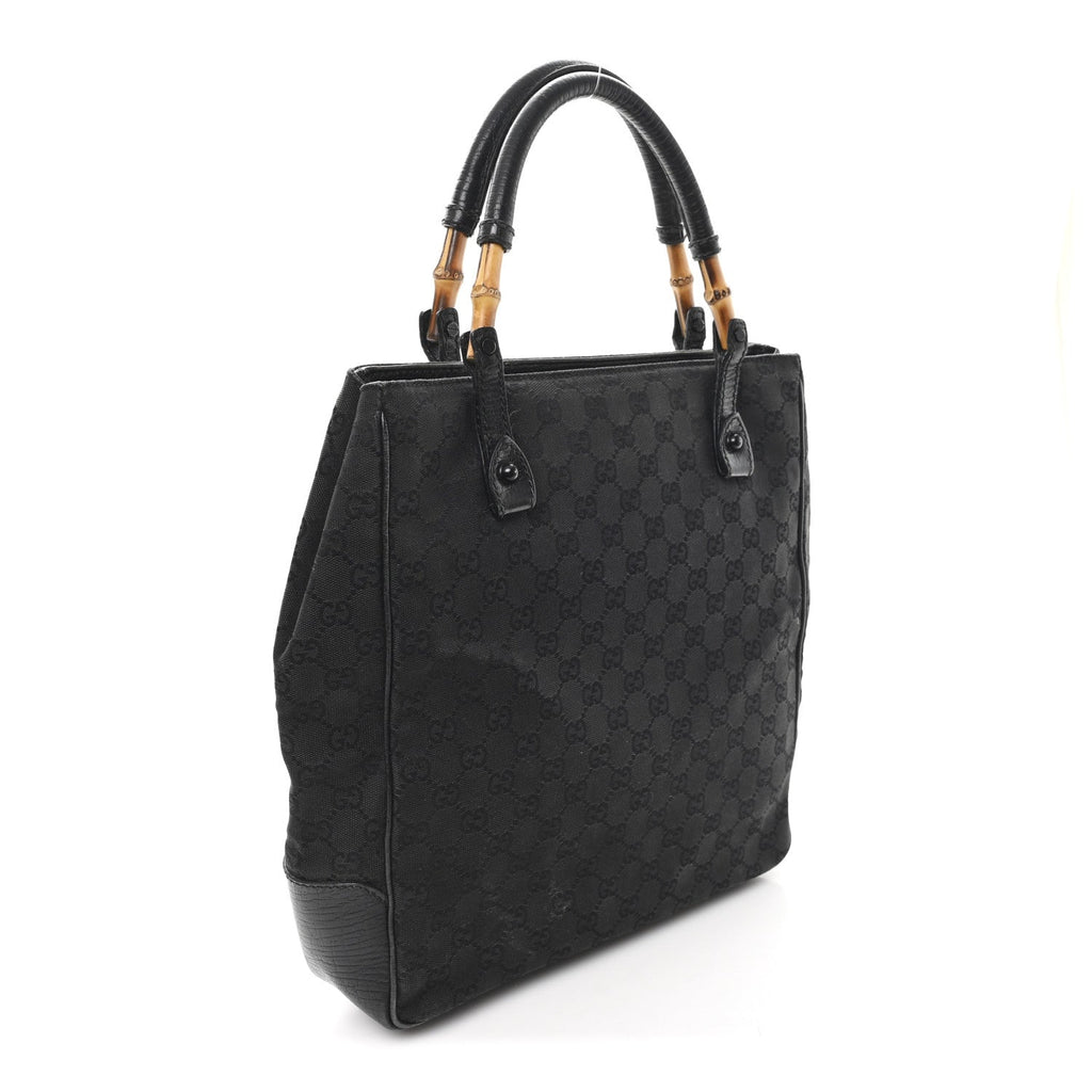 Gucci Monogram Bamboo Handle Bag Black