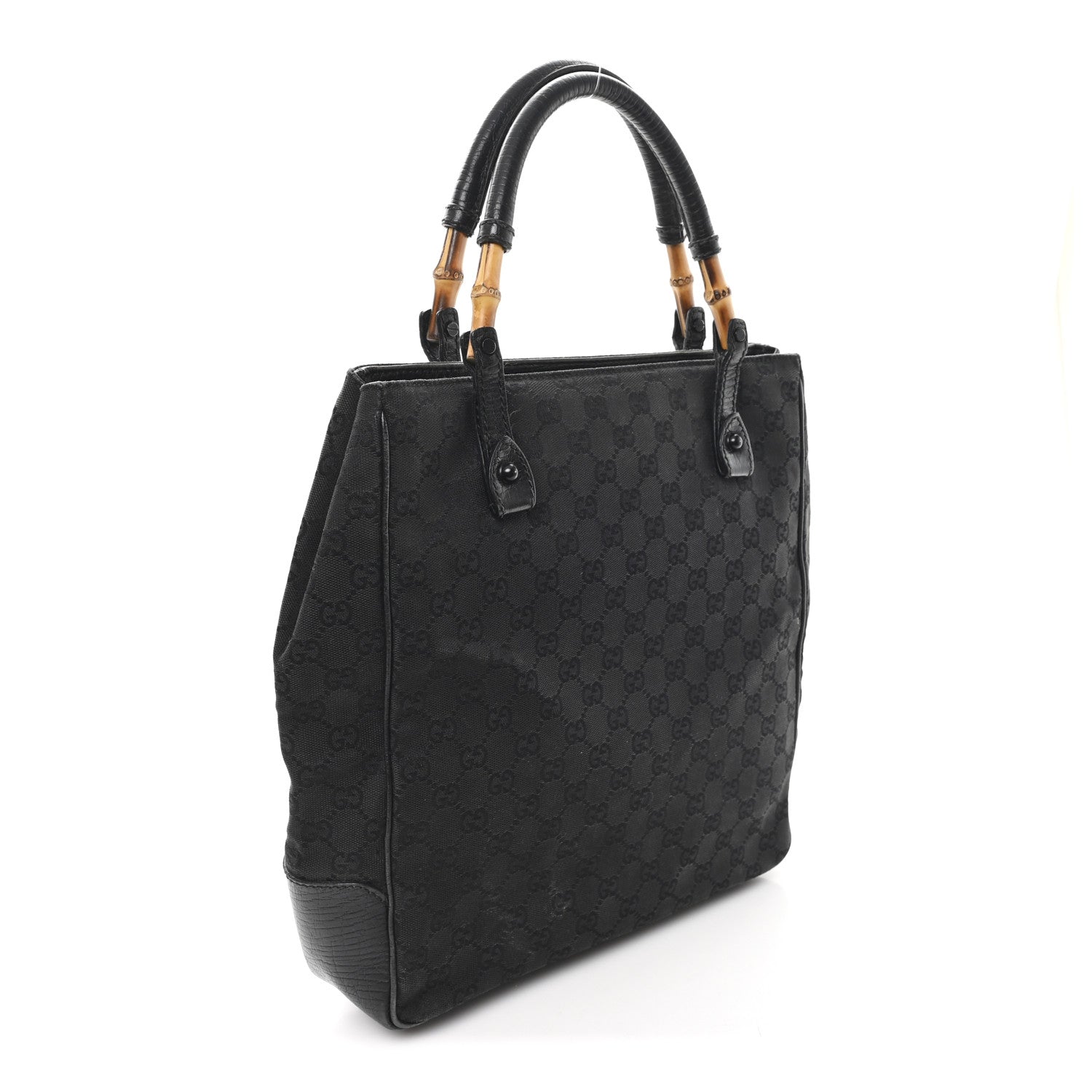 Gucci Monogram Bamboo Handle Bag Black