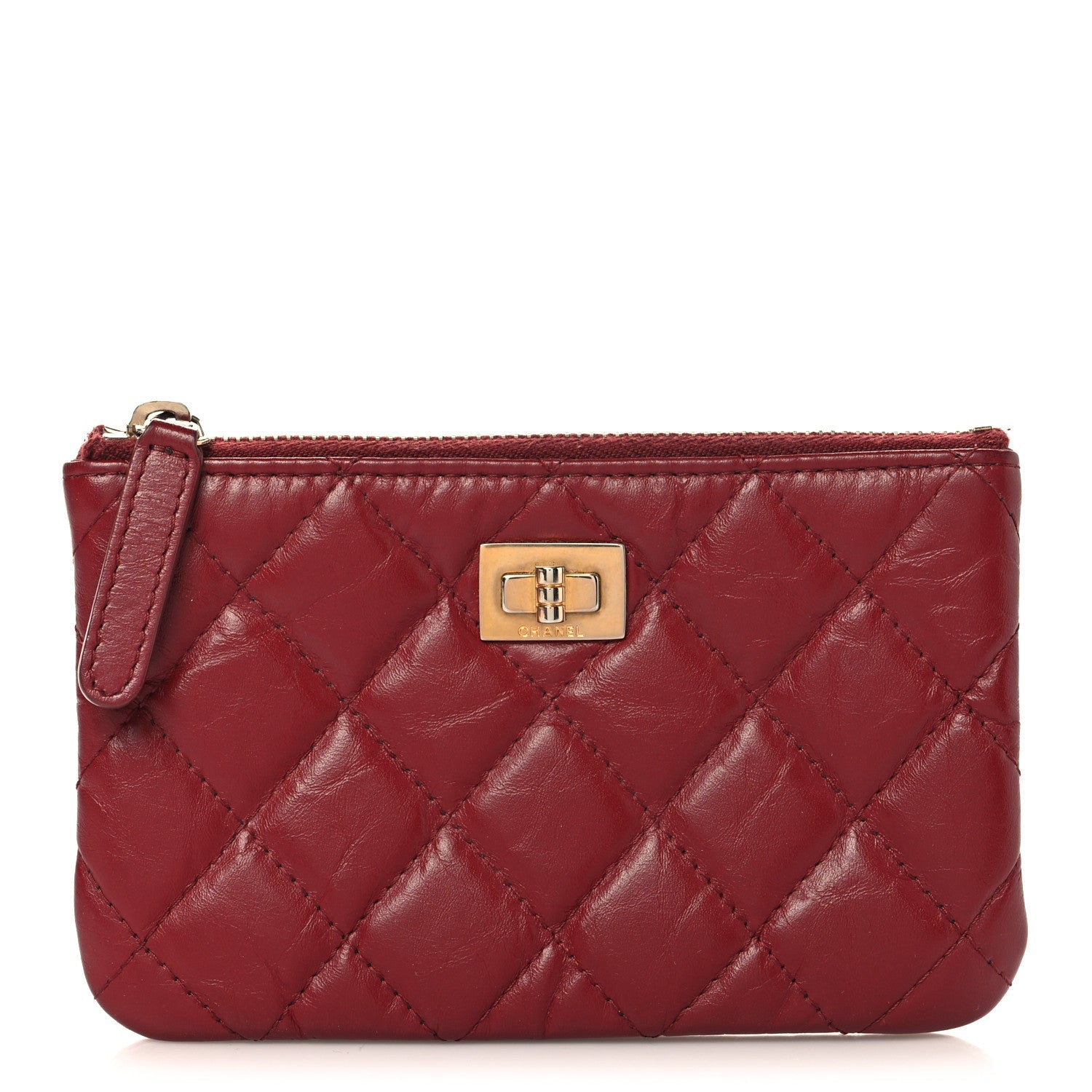 Aged Calfskin Quilted Small Reissue Cosmetic Case Red