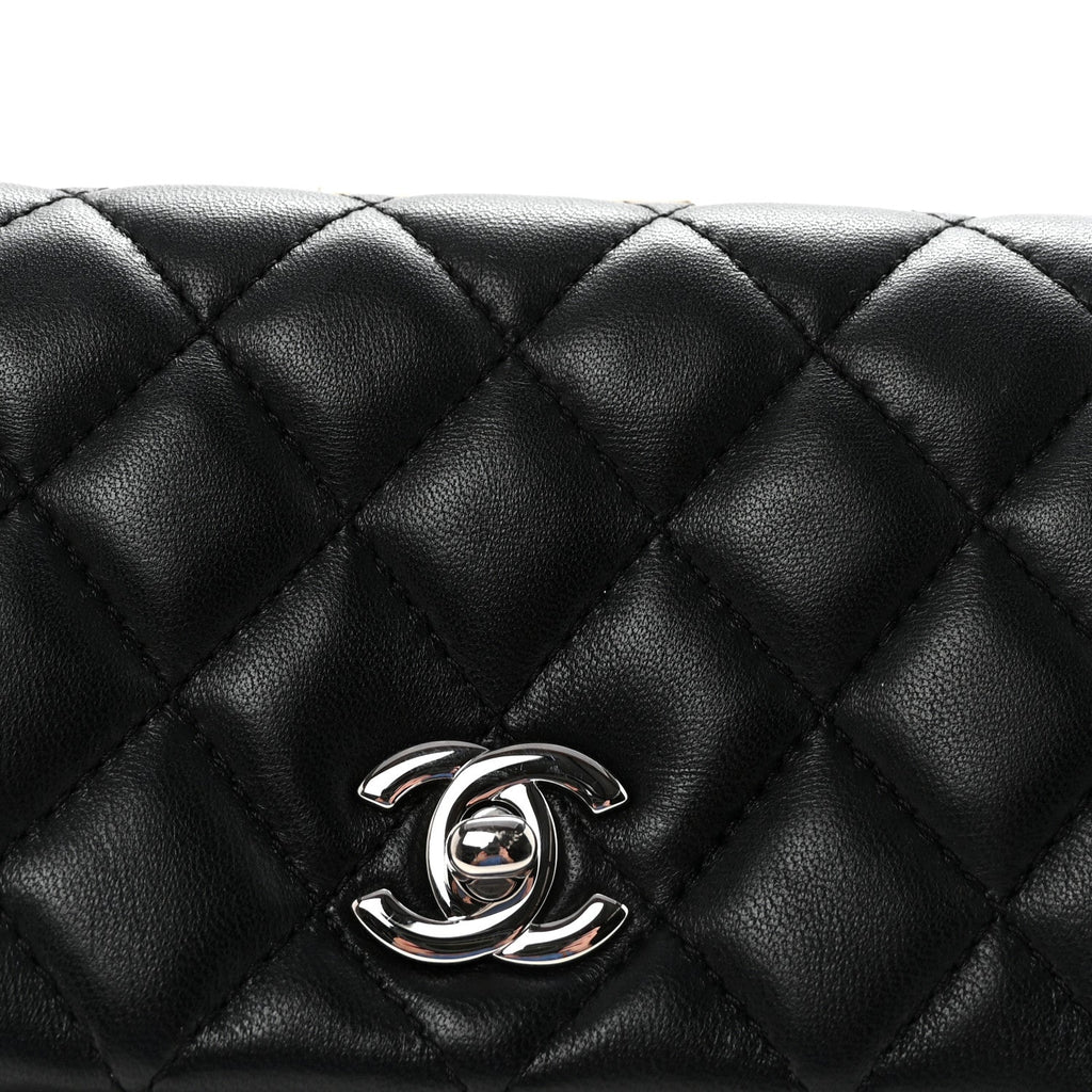 Chanel Lambskin Quilted Fold Up Again Clutch Black