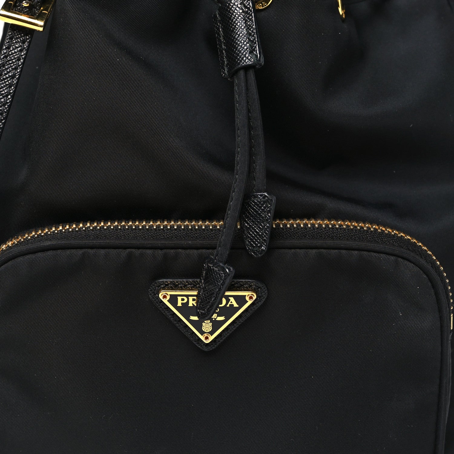 Prada Saffiano Tessuto Nylon Mini Bucket Crossbody Bag Black