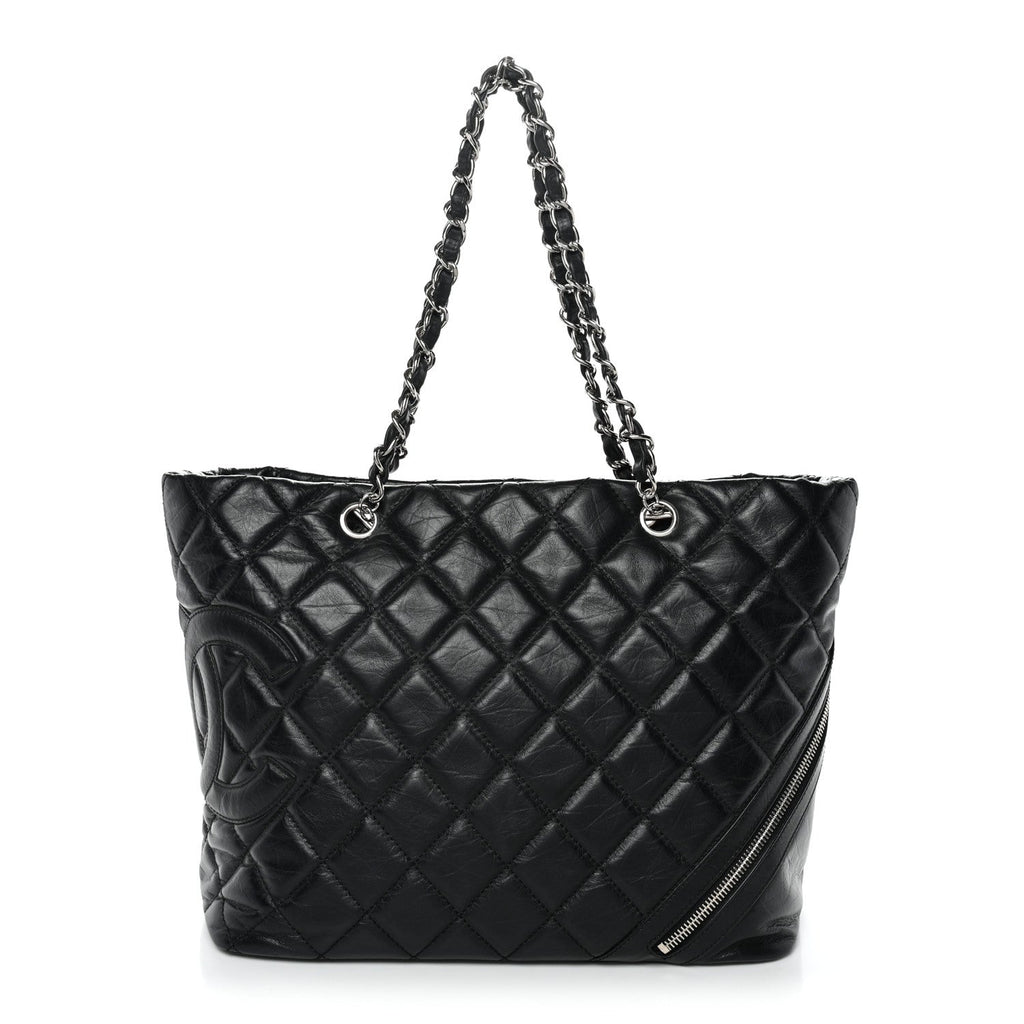 Chanel Aged Calfskin Quilted Large Cotton Club Tote Black