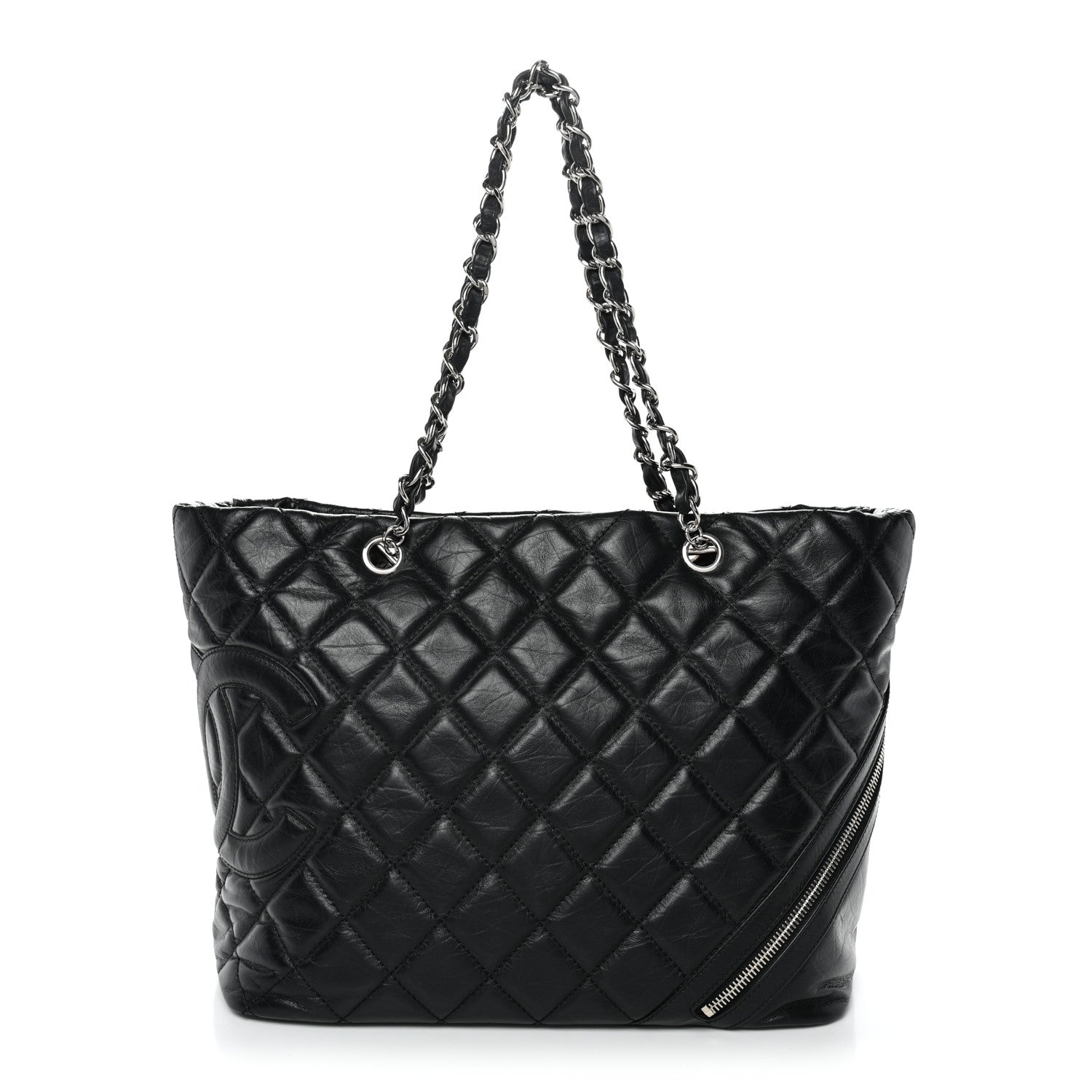 Chanel Aged Calfskin Quilted Large Cotton Club Tote Black