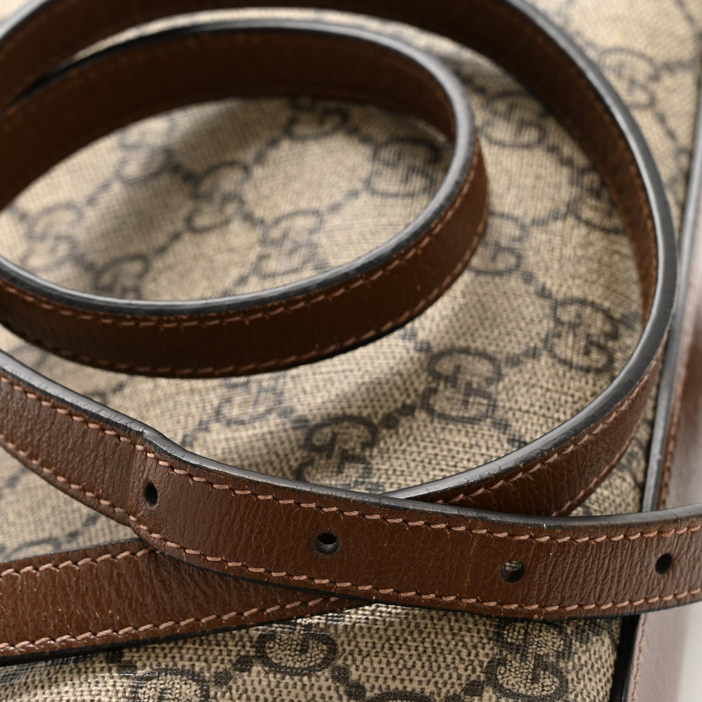 Gucci GG Supreme Monogram Small Horsebit 1955 Shoulder Bag Beige Brown Sugar