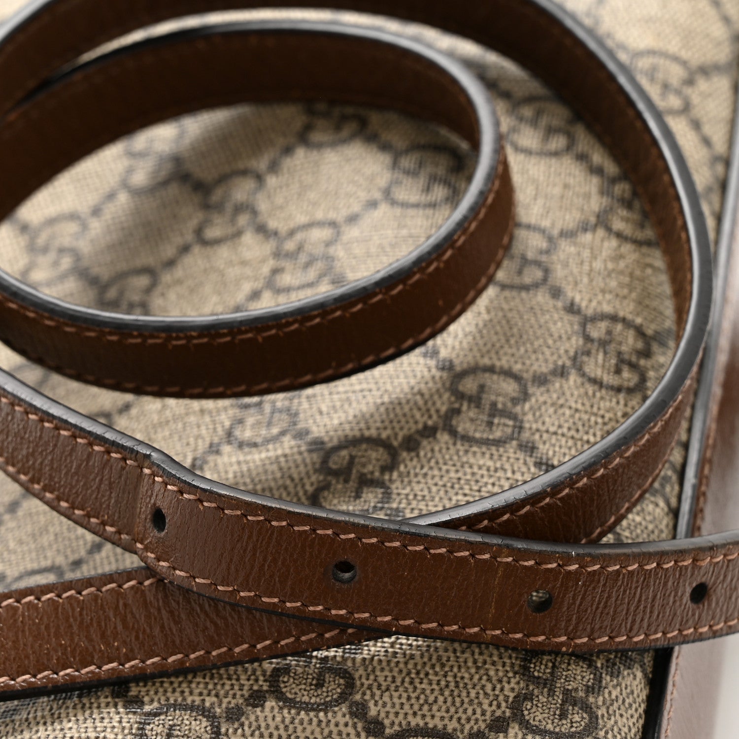 Gucci GG Supreme Monogram Small Horsebit 1955 Shoulder Bag Beige Brown Sugar