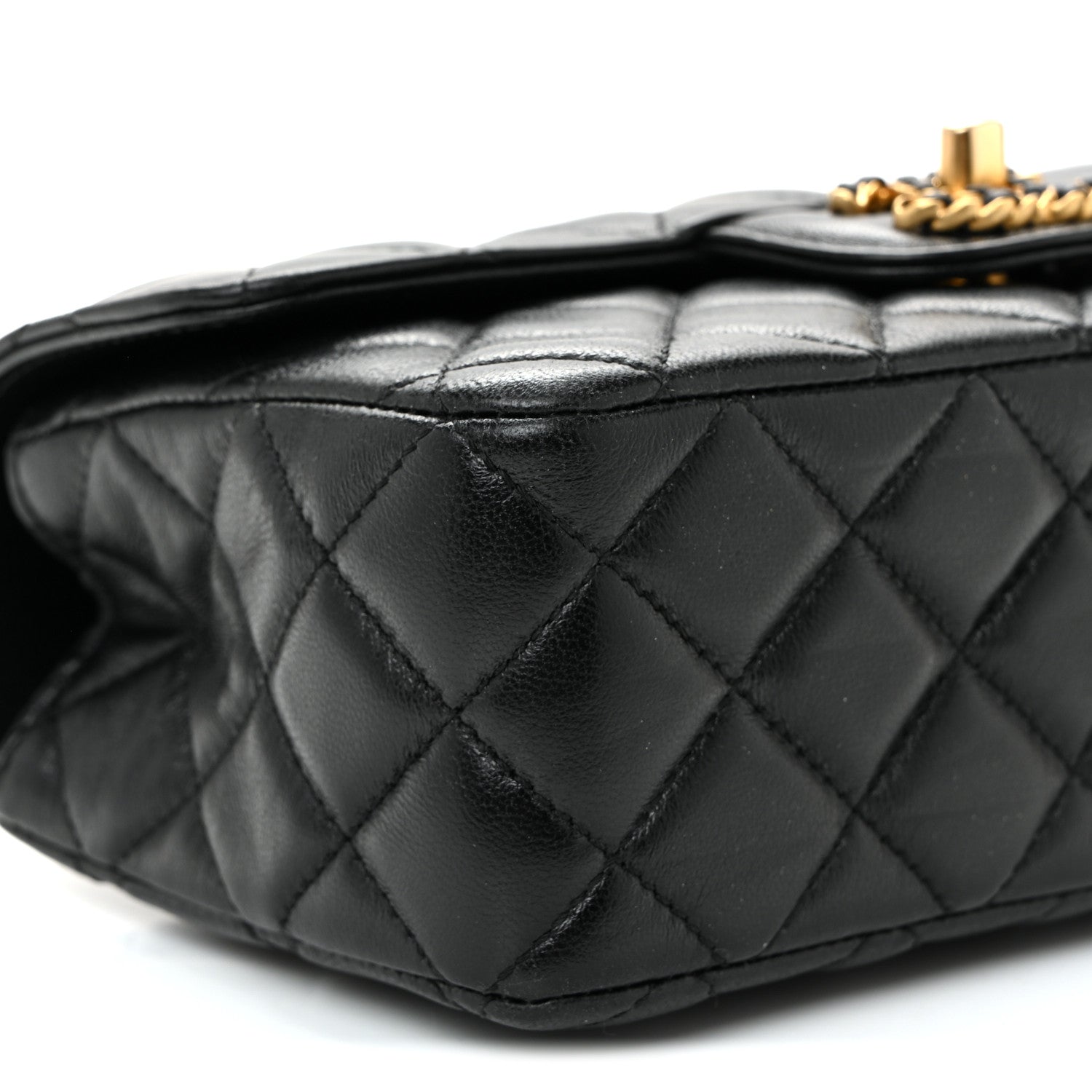 Chanel Lambskin Quilted Mini Strass On Top Flap Black