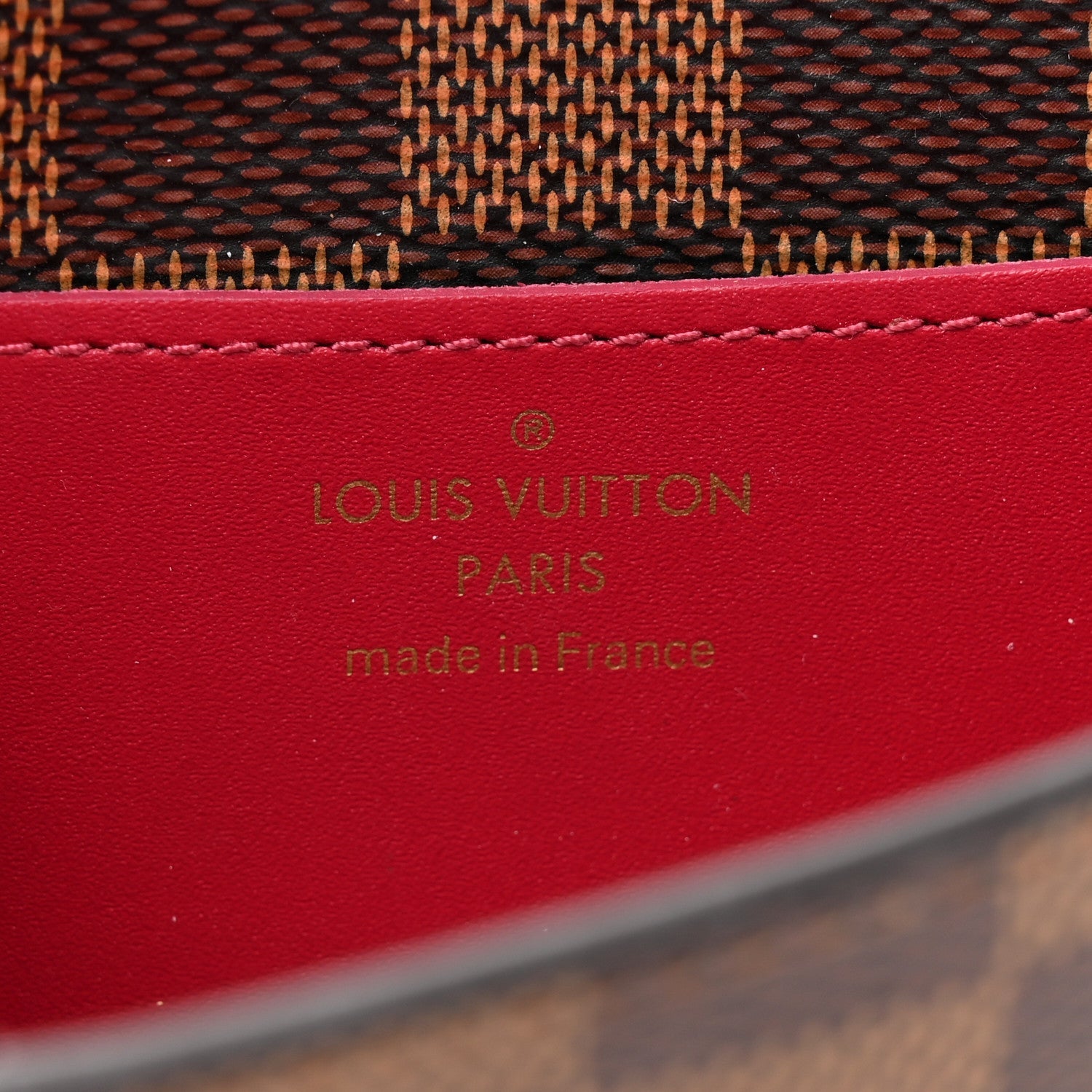 Louis Vuitton Damier Ebene Croisette Chain Wallet Scarlet