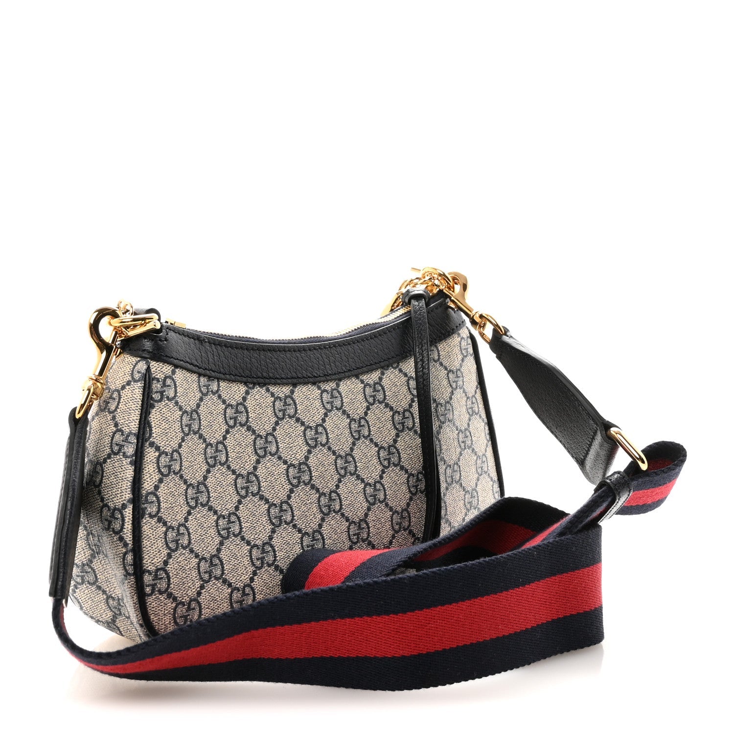 Gucci GG Supreme Monogram Textured Dollar Calfskin Web Small Ophidia GG Handbag Beige Blue