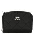 Caviar Quilted Zip Coin Purse Black
