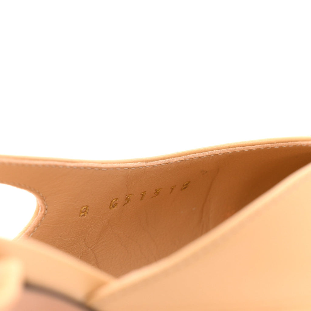 Goatskin Grosgrain Cap Toe CC Slingback Pumps 36.5 Beige Black