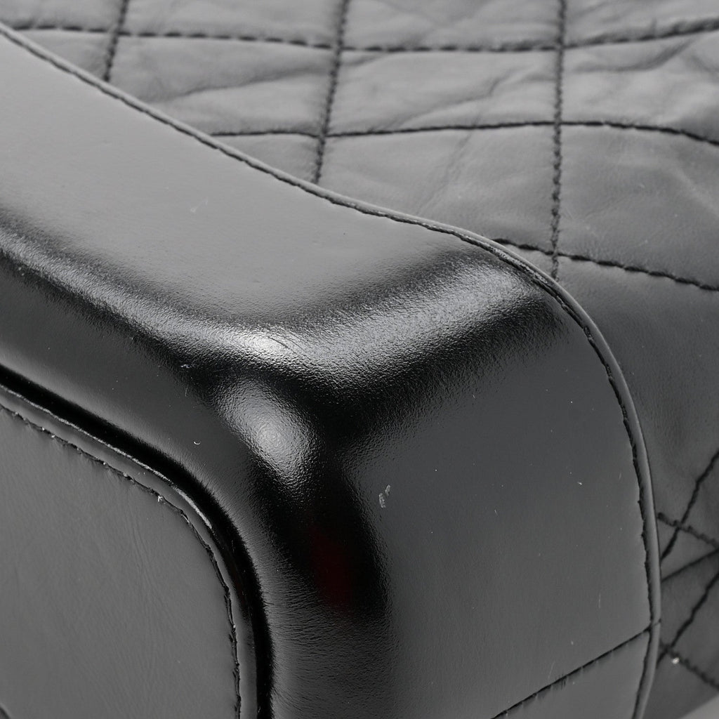 Chanel Aged Calfskin Quilted Small Gabrielle Hobo Black