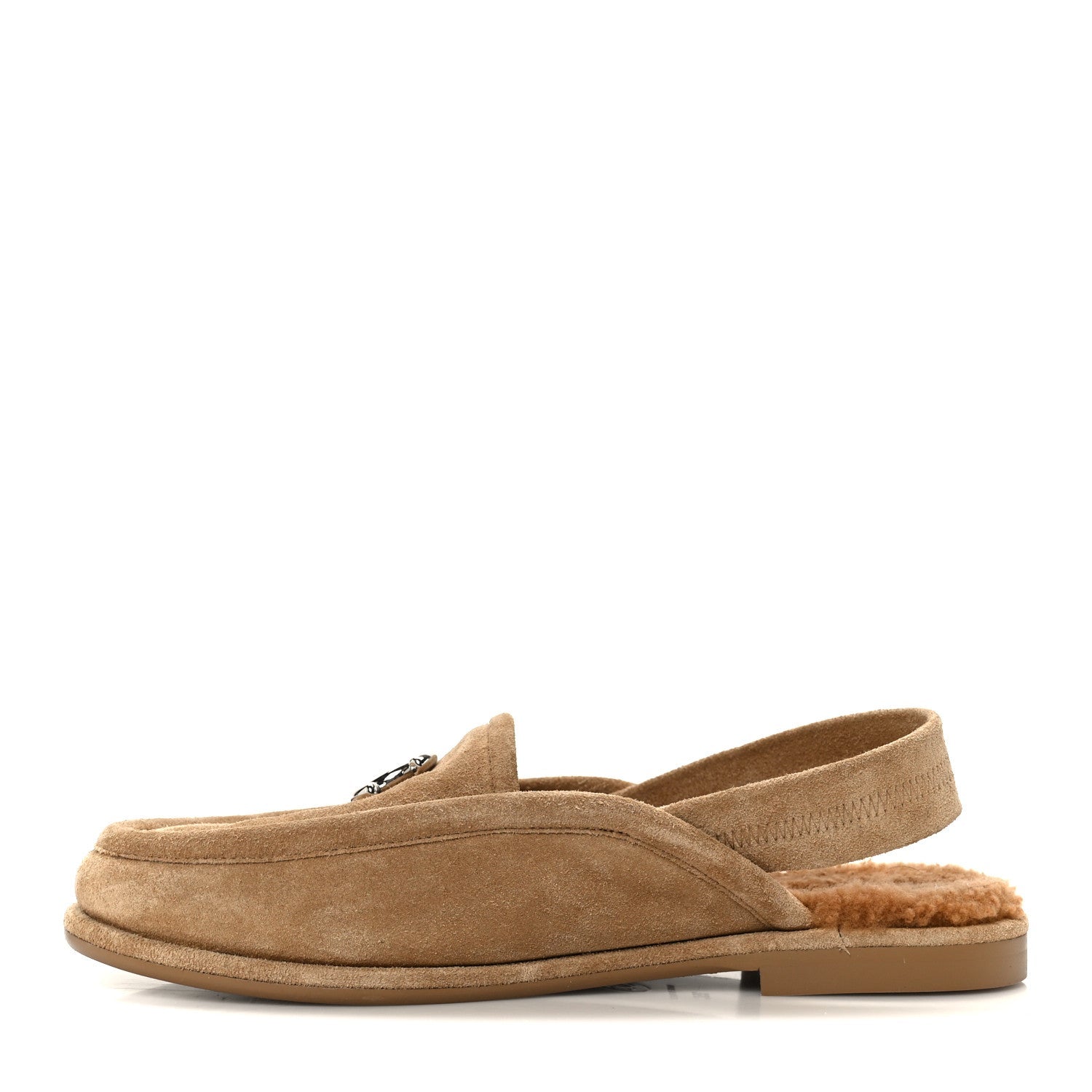 Chanel Suede Calfskin CC Slingback Loafers 35 Dark Beige