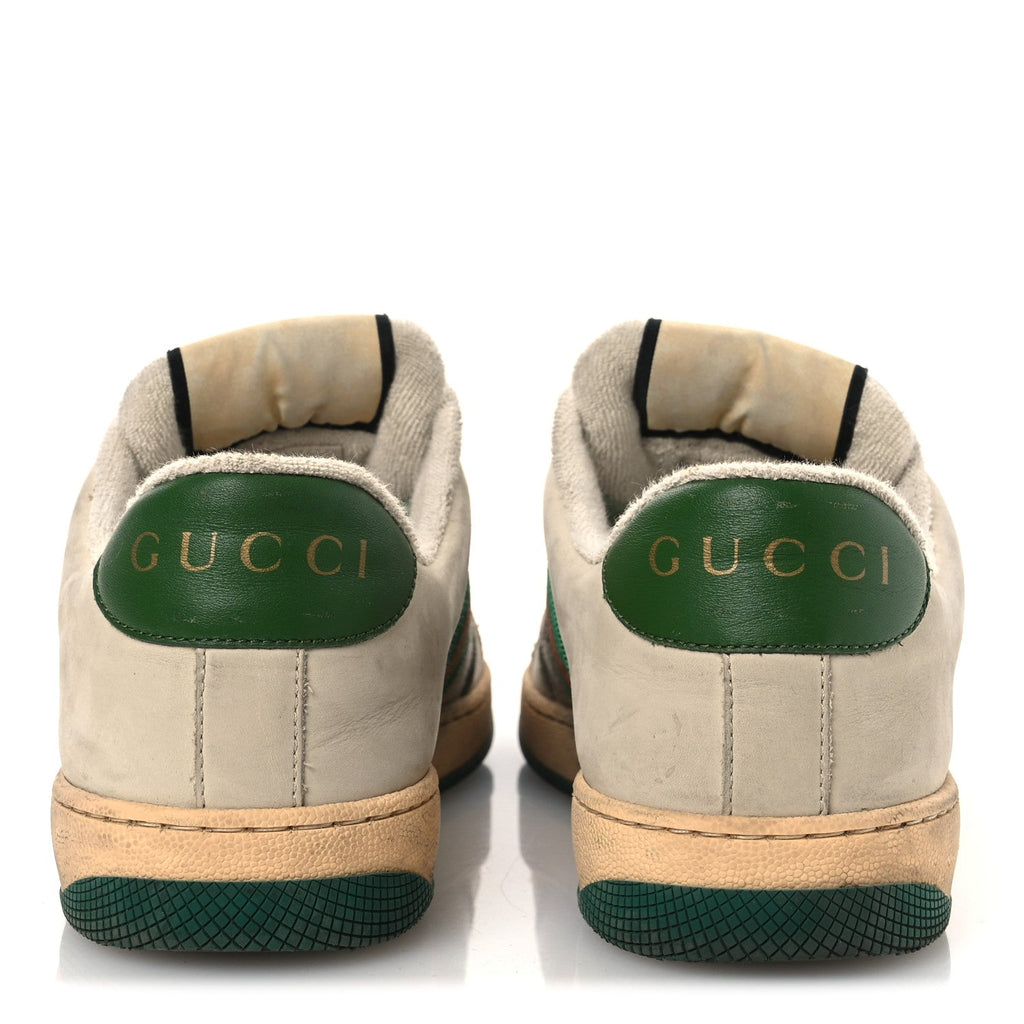 Gucci GG Monogram Nubuck Web Womens Screener Sneakers 40 New Sand Dusty Milk Vintage Green
