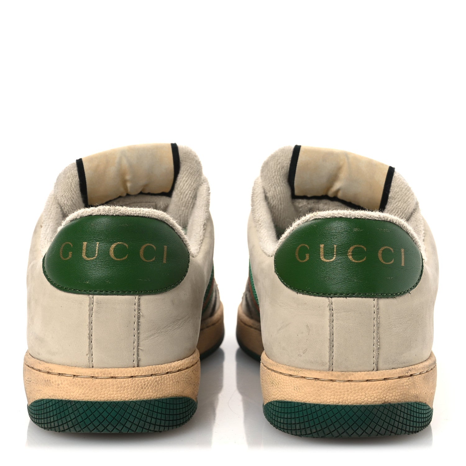 Gucci GG Monogram Nubuck Web Womens Screener Sneakers 40 New Sand Dusty Milk Vintage Green
