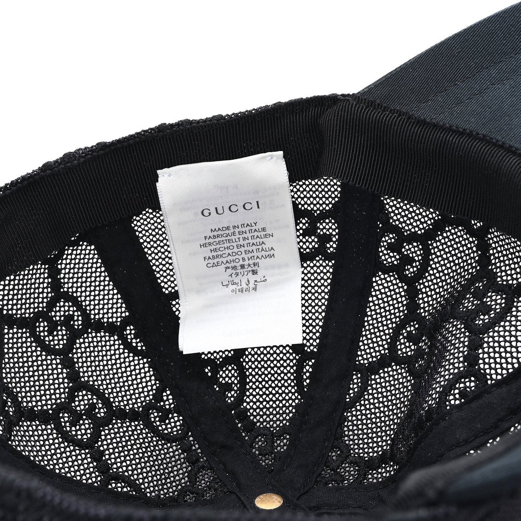 Gucci Mesh GG Monogram Shivali Baseball Hat M Black