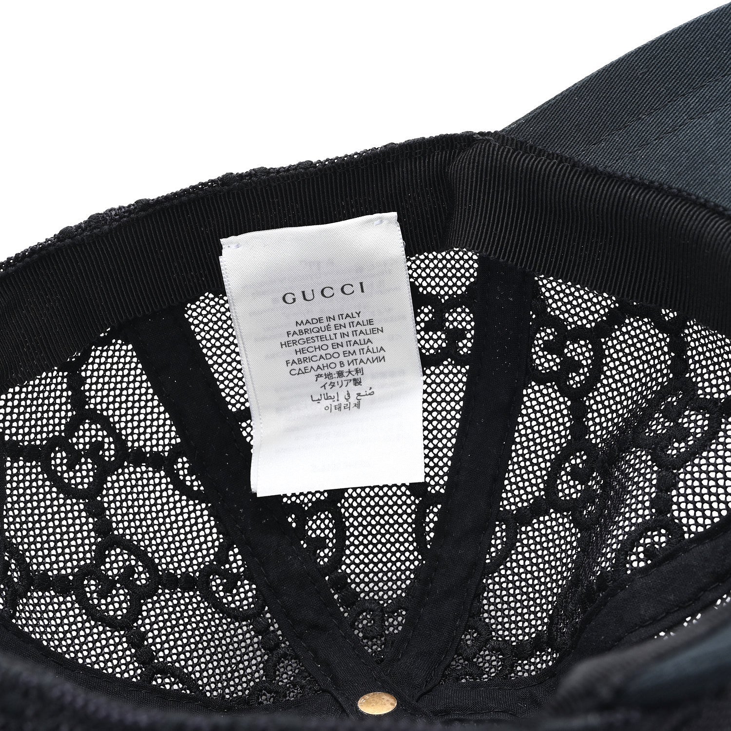 Gucci Mesh GG Monogram Shivali Baseball Hat M Black