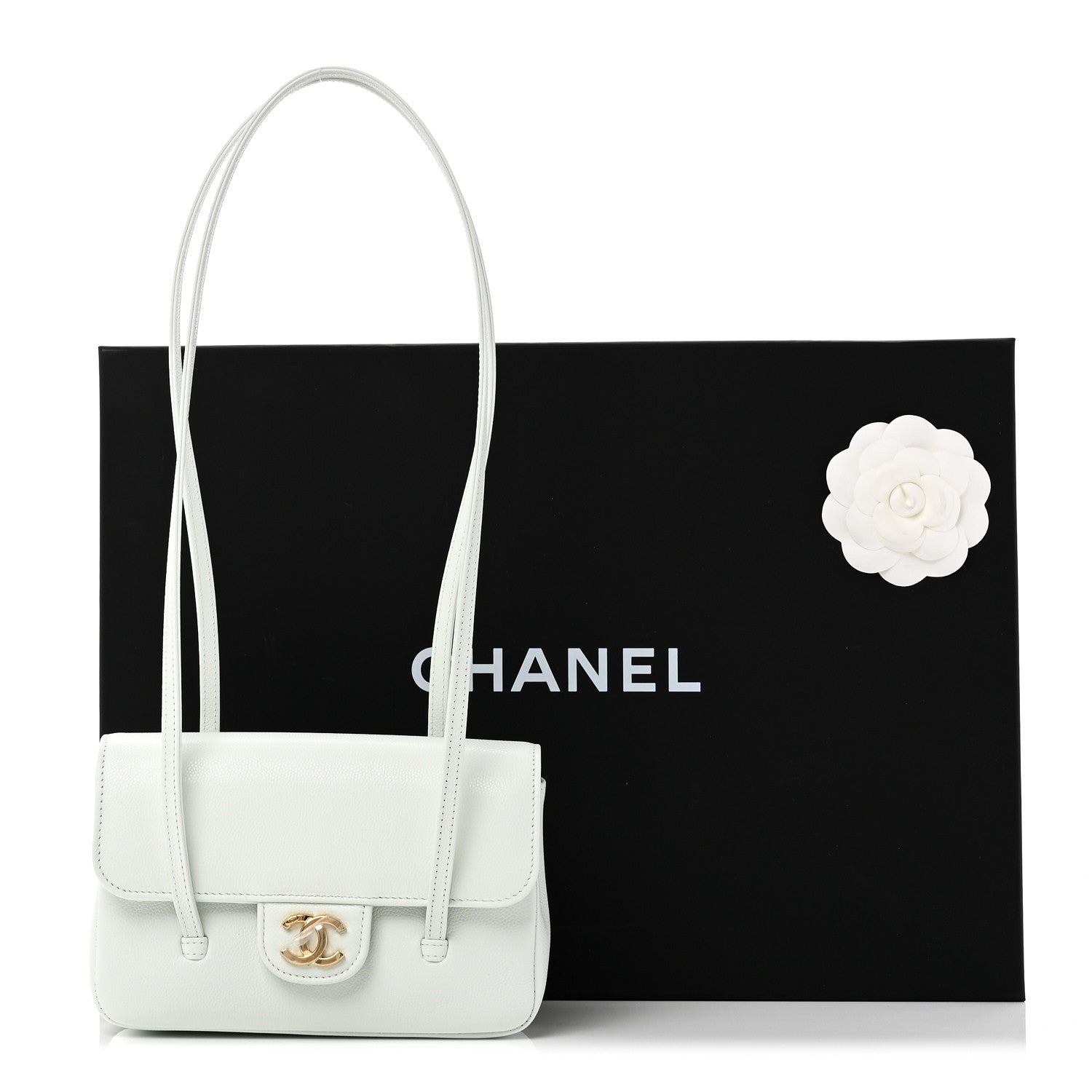 Chanel Shiny Caviar Mini Preppy Coco Shoulder Bag Light Blue