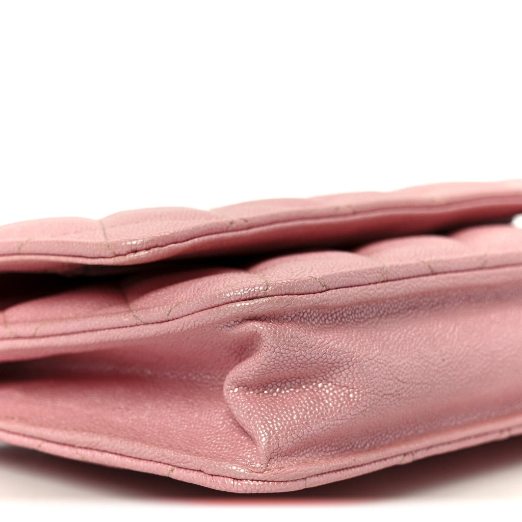 Chanel Iridescent Caviar Quilted Wallet on Chain WOC Rose Pink