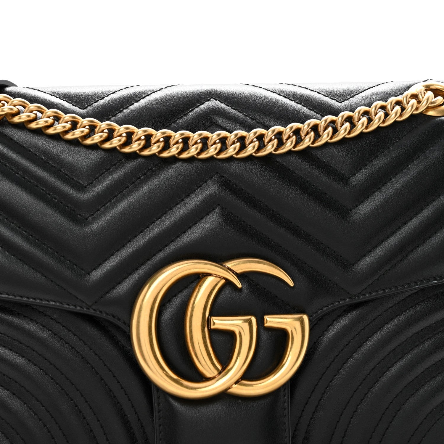 Gucci Calfskin Matelasse Medium GG Marmont Shoulder Bag Black