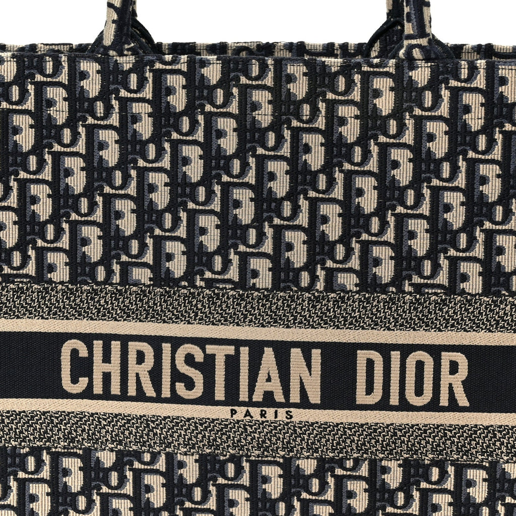Christian Dior Oblique Large Book Tote Blue Multicolor