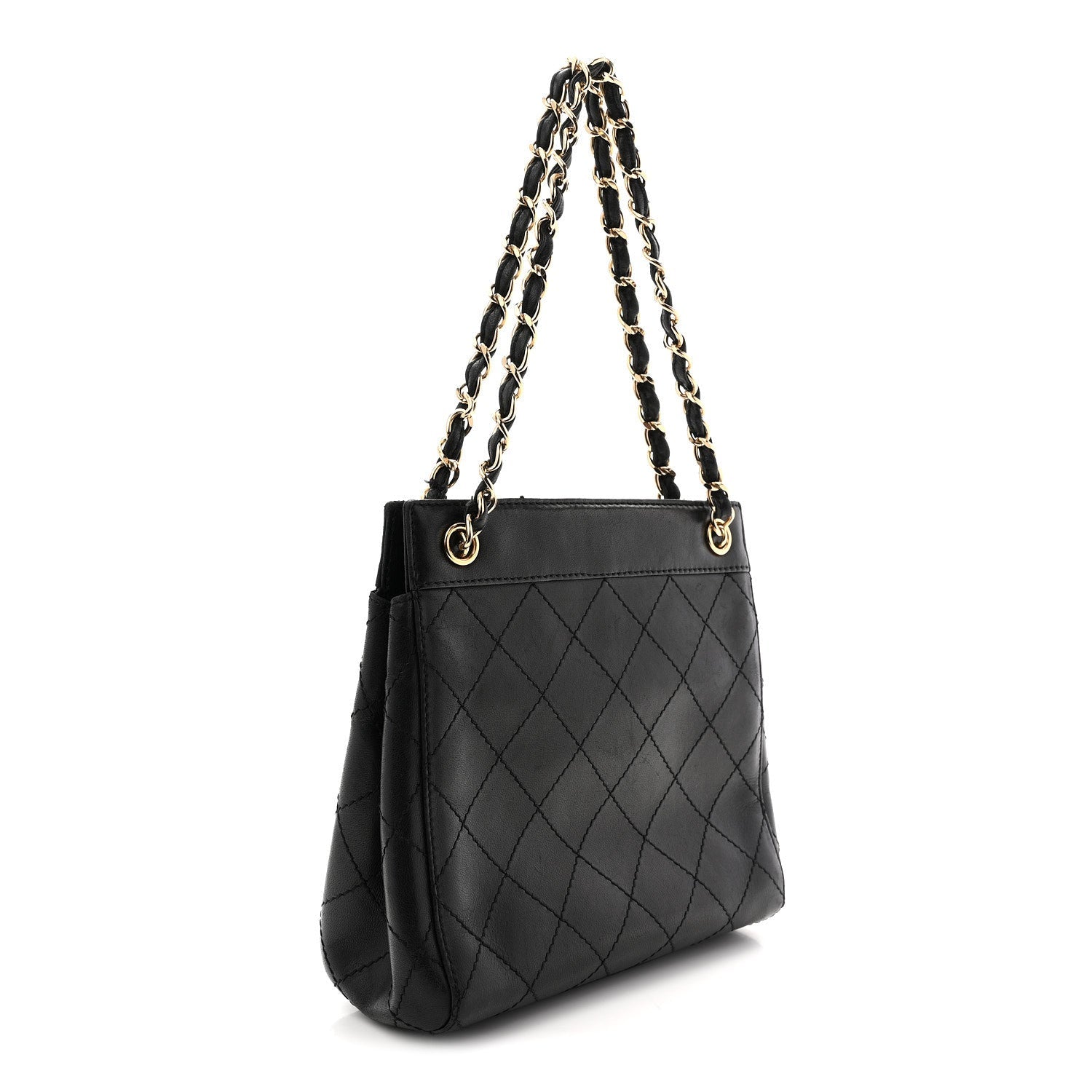 Chanel Lambskin Stitched Small Tote Black