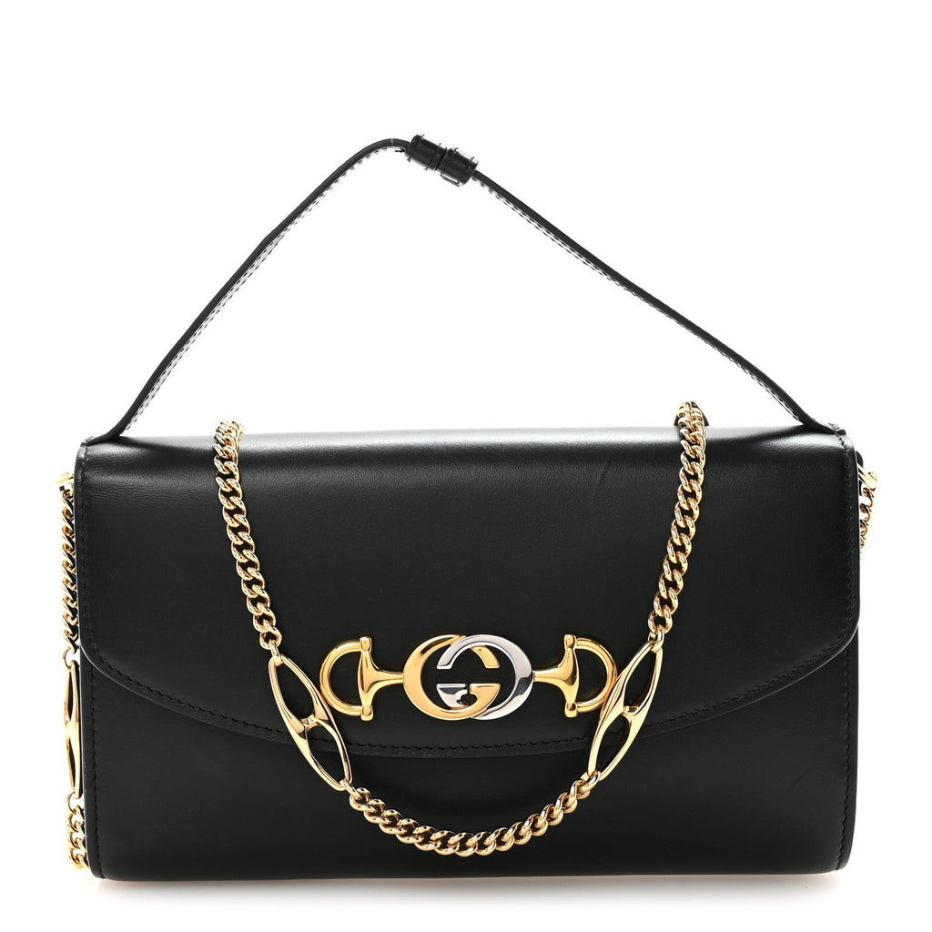 Gucci Smooth Calfskin Small Zumi Top Handle Shoulder Bag Black