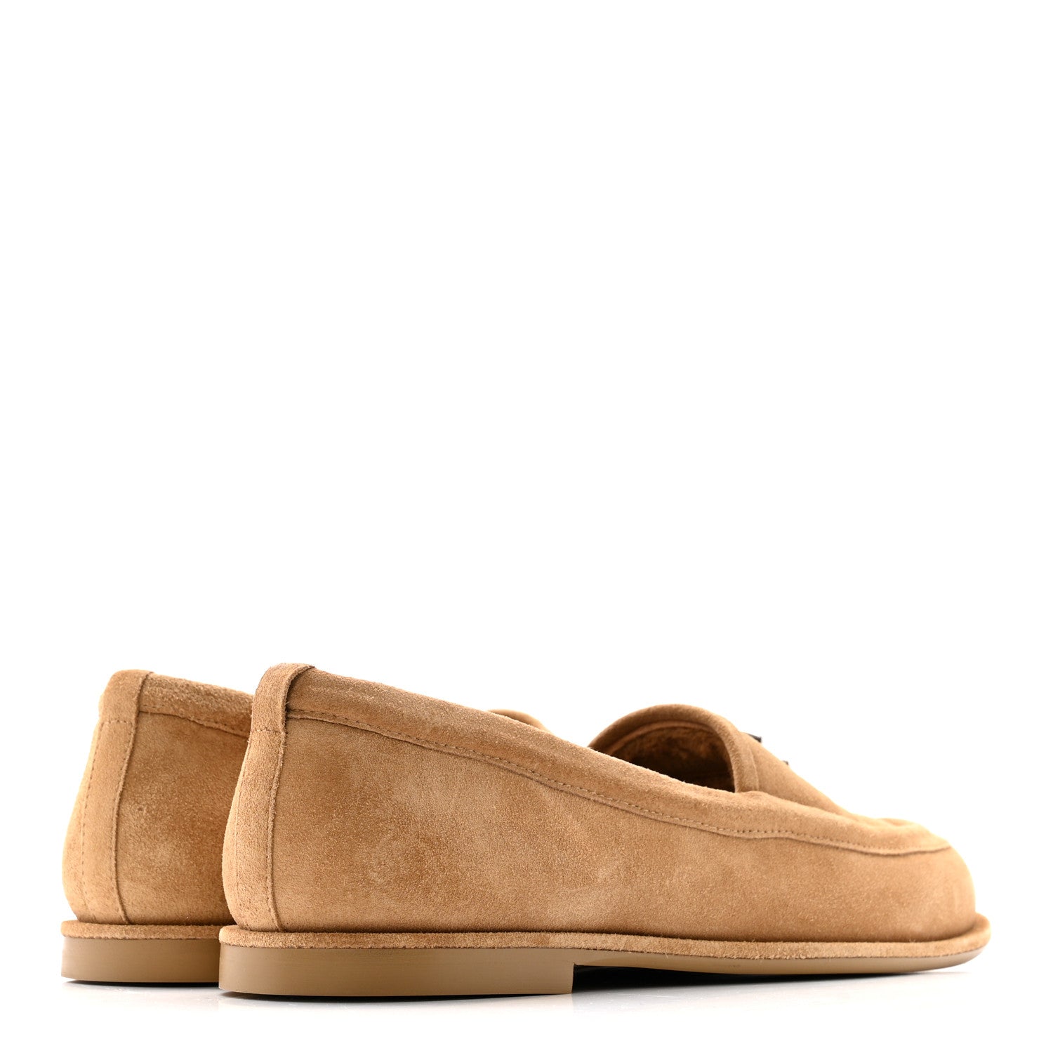 Chanel Suede Calfskin CC Loafers 38.5 Dark Beige