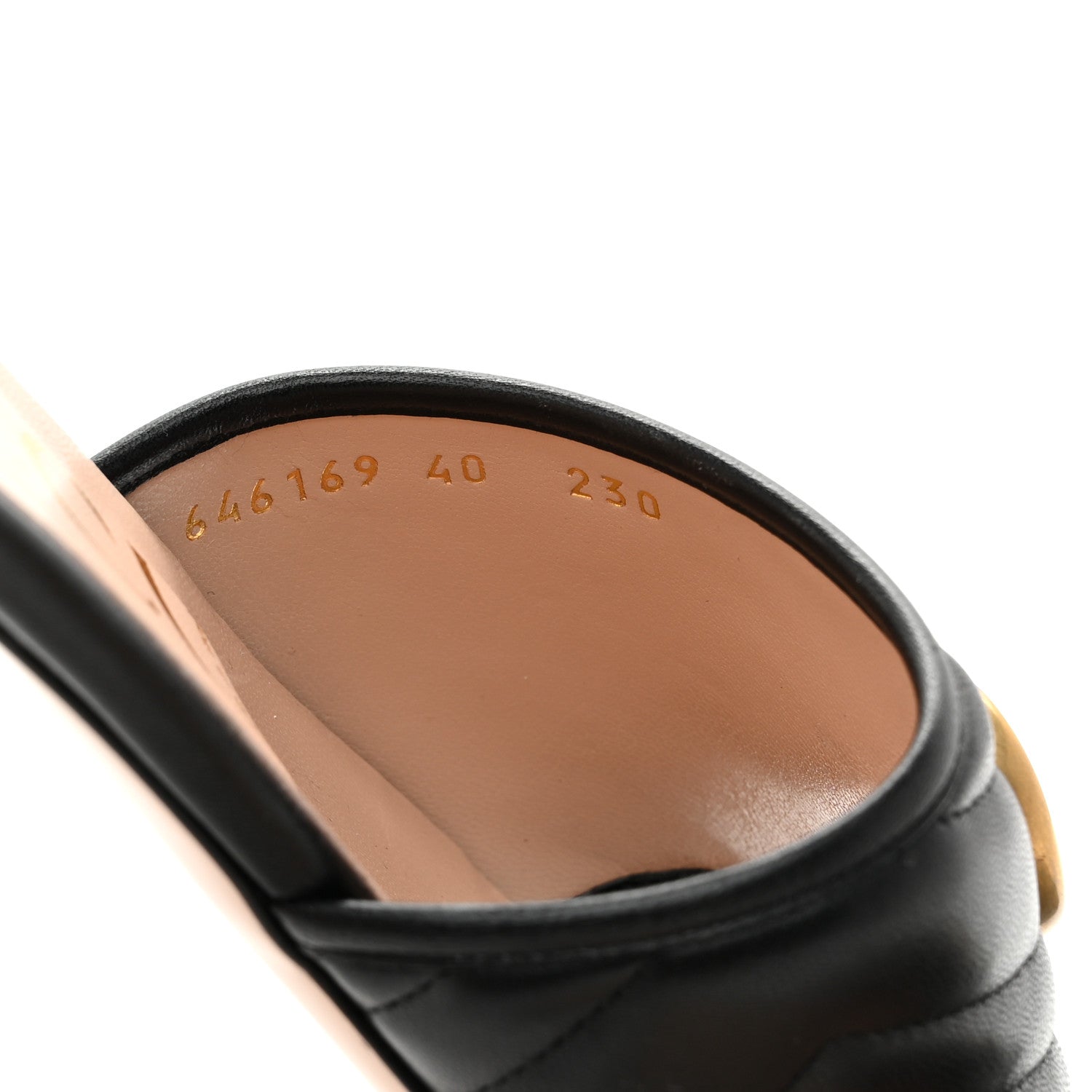 Gucci Nappa Matelasse GG Marmont Flat Slide Sandals 40 Black