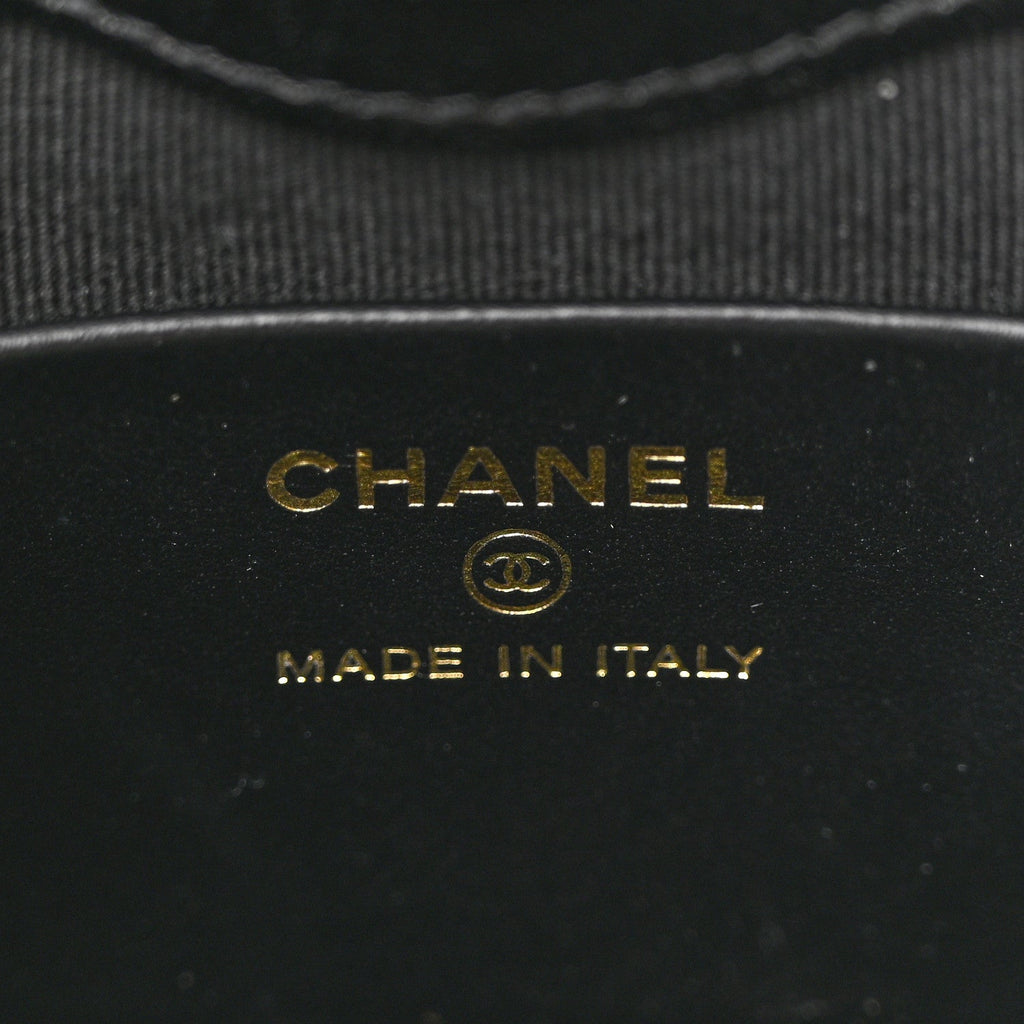Chanel Shiny Crumpled Calfskin Quilted Nano 31 Shopping Bag Black