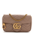 Gucci Calfskin Matelasse Super Mini GG Marmont Shoulder Bag Porcelain Rose