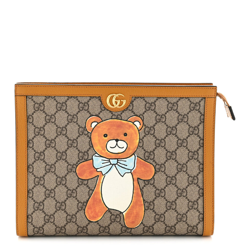 Gucci X KAI GG Supreme Monogram Toiletry Case Beige Vintage Sun Oil