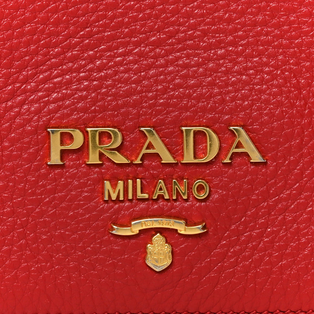 Prada Vitello Daino Flap Crossbody Rosso