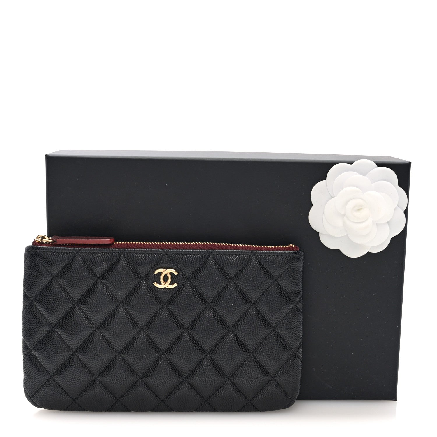 Caviar Quilted Cosmetic Case Black