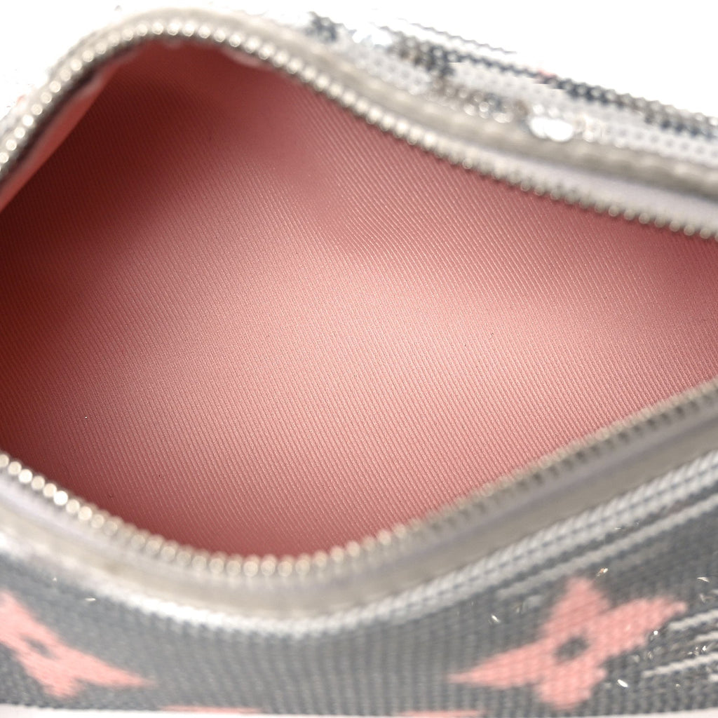 Louis Vuitton Satin Sequin Monogram Giant Papillon Silver Pink